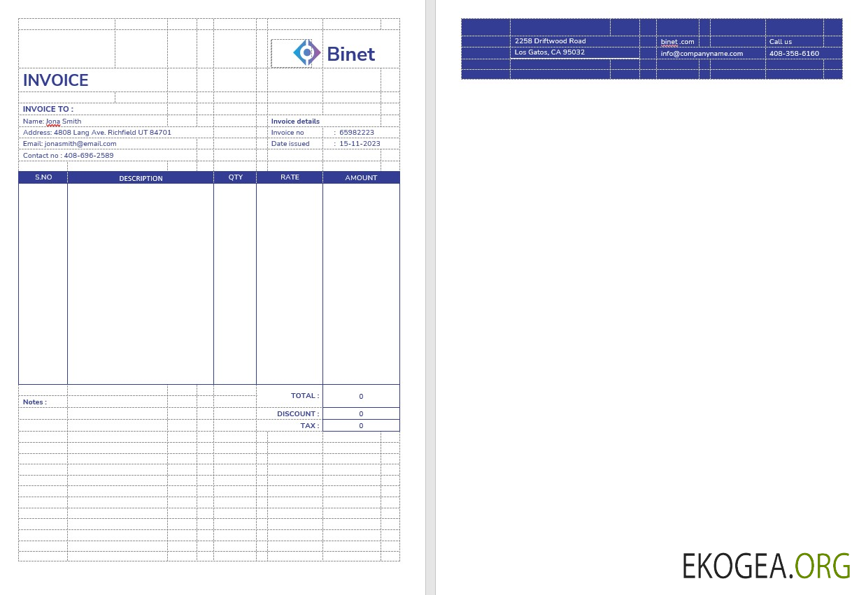 Modèle de facture de réseautage d'entreprise